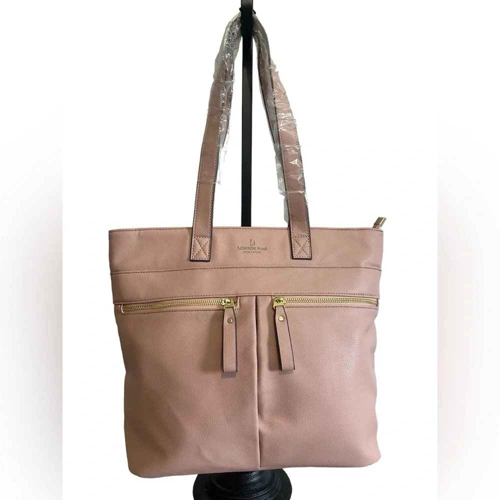London Fog Inaba Blush Front Zip Pocket Tote Handbag NWT